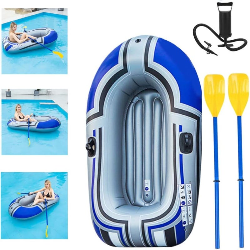 woobles Inflatable Fishing Boat, Inflatable Boat PVC 1-Person Portable Foldable Hard Bottom Fishing Drift Raft Kayak with Inflator Peddles, Inflatable Boat - Image 4